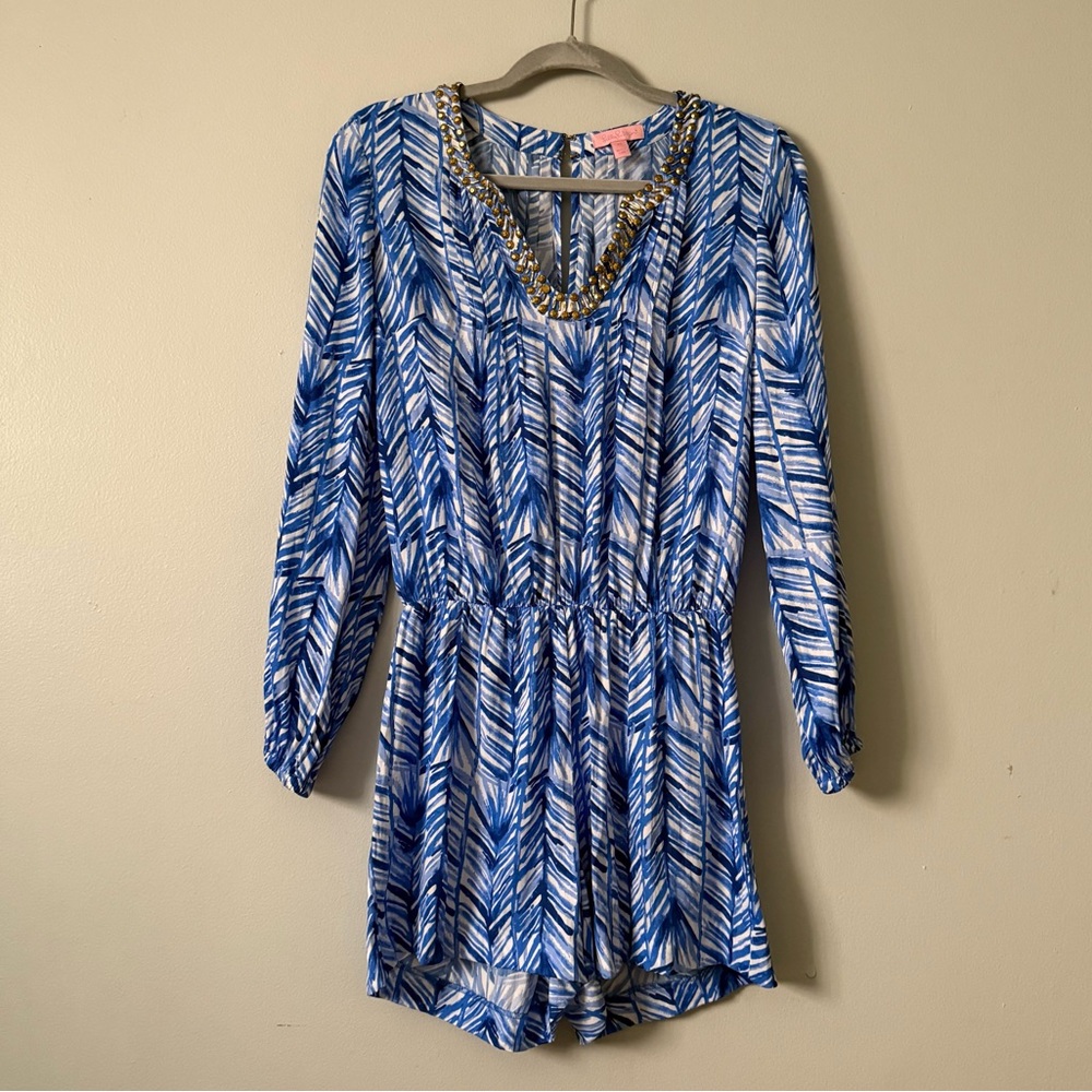 Lilly Pulitzer Colby Romper Embellished Lapis Blue Costa Verde
